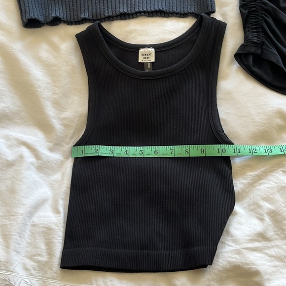 TNA Aritzia Blue White Sweater Vest, Black Crop Top Sunday Best. 2XS/S Lot of 3 - Picture 12 of 12